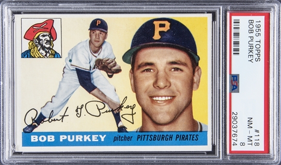 1955 Topps #118 Bob Purkey - PSA NM-MT 8